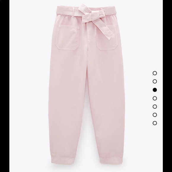 Zara pink high waisted jogging pants with belt - Picture 3 of 6